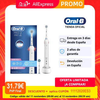 Oral B Pro 2 2700, rechargeable electric toothbrush, 2 brushed modes, timer, 3D cleaning, up to 14 days, sensor