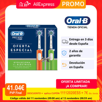 Oral B Pro 600 Crossaction, orange/green electric toothbrush, 3D cleaning, professional timer, daily cleaning
