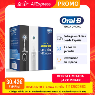 Oral B Vitality D100 CrossAction, white/black rechargeable electric toothbrush, 2D cleaning, head oscillates and rotates