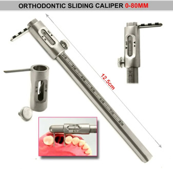 Oral Care Teeth Whitening Sliding Caliper Measuring Instrument Dental tooth Measuring caliper ruler 0-80 mm Stainless Steel