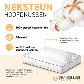 Orange Line 2e -50% Hoofdkussen Katoen - Comfort Neksteun - Voor Zij- En Rugslapers - Flexofill Microvezel Holle Vezel - Dekbed-Discounter.nl