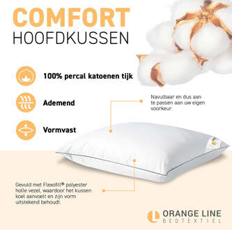 Orange Line Hoofdkussen Hotel - Comfort - Voor Zij- En Rugslapers - Flexofill Polyester Holle Vezel - Dekbed-Discounter.nl