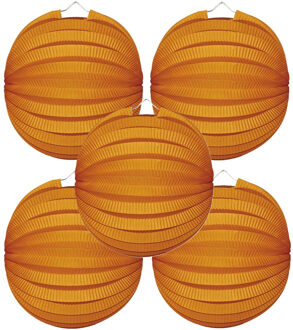 Oranje artikelen 15x Oranje lampionnen bolvormig - Feestlampionnen
