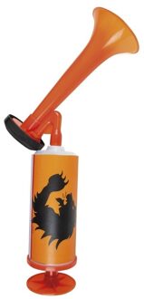 Oranje artikelen Boland Oranje Holland stadiontoeter - 2x - hand toeter - 45 cm - luchttoeter - luchthoorn