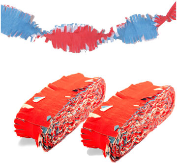 Oranje artikelen Crepe papier slinger Holland - Set van 3x stuks - rood/wit/blauw - Nederland thema feest versiering