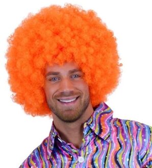 Oranje artikelen Knaloranje clownspruik