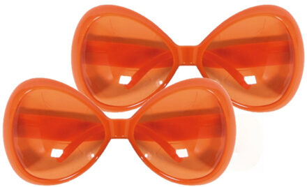 Oranje artikelen Oranje mega party zonnebril - 2x stuks - voor dames - Koningsdag artikelen - party brillen