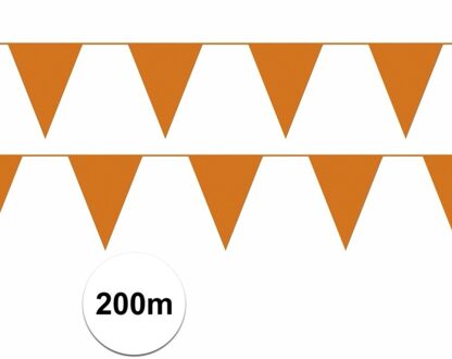 Oranje artikelen Oranje plastic vlaggenlijn budget 200 meter
