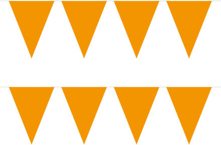 Oranje artikelen Oranje vlaggenlijn - 2x - slinger - 5 meter - binnen en buiten - 10 vlaggetjes - Koningsdag/holland