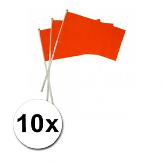 Oranje artikelen Oranje zwaaivlaggetjes - 10x - 20 x 30 cm - Oranje/Holland supporter/Koningsdag feestartikelen