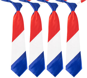 Oranje artikelen Stropdas Holland thema - 4x stuks - Nederlandse vlag - Koningsdag/supporters verkleed accessoires