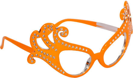 Oranje bril met strass - Accessoires > Brillen