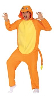 Oranje cartoon draak onesie voor volwassenen - M