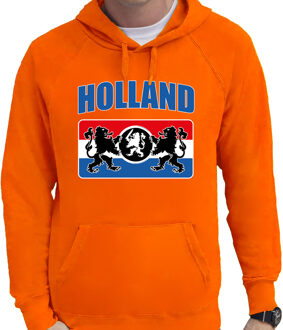Oranje fan hoodie / sweater met capuchon Holland met een Nederlands wapen EK/ WK voor heren M - Feesttruien