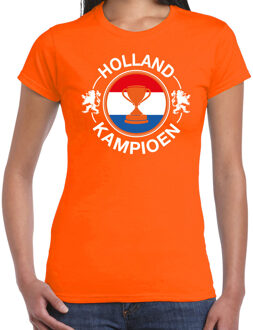 Oranje fan shirt / kleding Holland kampioen met beker EK/ WK voor dames M - Feestshirts