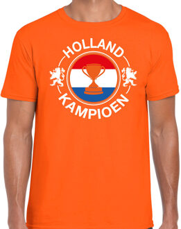 Oranje fan shirt / kleding Holland kampioen met beker EK/ WK voor heren XL - Feestshirts