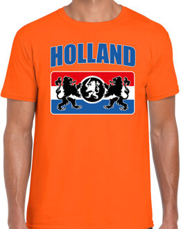 Oranje fan shirt / kleding Holland met een Nederlands wapen EK/ WK voor heren S - Feestshirts