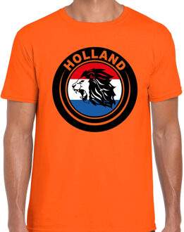 Oranje fan shirt / kleding Holland met leeuw en vlag EK/ WK voor heren L - Feestshirts