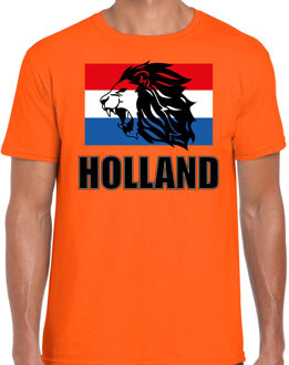 Oranje fan shirt / kleding Holland met leeuw en vlag EK/ WK voor heren XL - Feestshirts