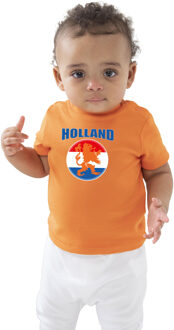 Oranje fan shirt / kleding Holland met oranje leeuw Koningsdag/ EK/ WK voor baby / peuters 54/60 (0-3 maanden) - Feestsh