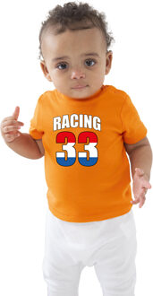 Oranje fan shirt / kleding Max racing 33 voor baby / peuters 60/66 (3-6 maanden)