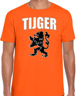 Oranje fan shirt / kleding tijger met oranje leeuw EK/ WK voor heren L - Feestshirts