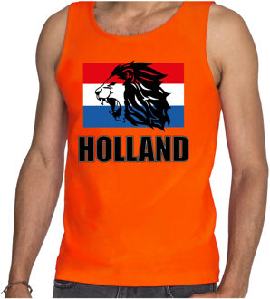Oranje fan tanktop / kleding Holland met leeuw en vlag EK/ WK voor dames M - Feestshirts