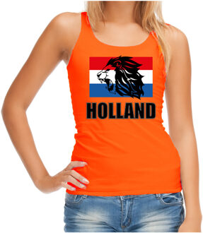 Oranje fan tanktop / kleding Holland met leeuw en vlag EK/ WK voor dames XL - Feestshirts