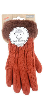 Oranje gebreide handschoenen teddy voor kinderen - One size
