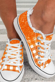 Oranje Glitterschaak Sneakers