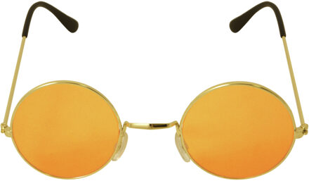 Oranje hippie flower power zonnebril met ronde glazen - Verkleedbrillen