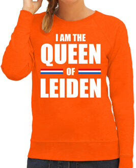 Oranje I am the Queen of Leiden sweater - Koningsdag truien voor dames M