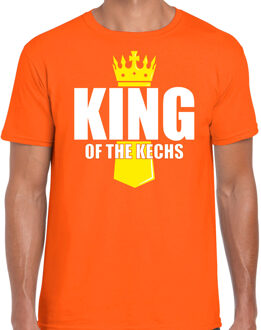 Oranje king of the kechs shirt met kroontje - Koningsdag t-shirt voor heren L - Feestshirts