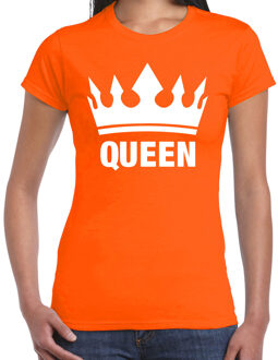 Oranje Koningdag Queen shirt met kroon dames XL - Feestshirts