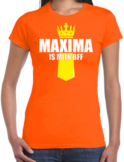 Oranje Maxima is mijn BFF shirt met kroontje - Koningsdag t-shirt voor dames L - Feestshirts
