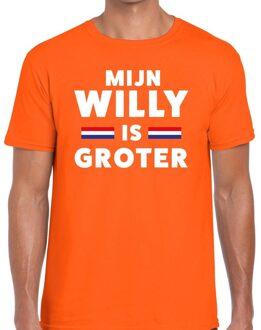 Oranje Mijn willy is groter t-shirt - Shirt voor heren - Koningsdag kleding L