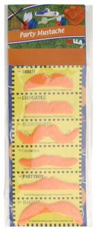 Oranje nep snorren verkleedaccessoires - 6x stuks - EK/WK plaksnorren - Koningsdag