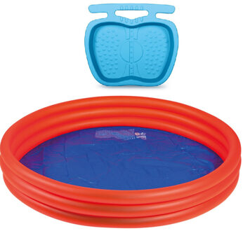 Oranje opblaasbaar zwembad 157 x 28 cm inclusief voetenbadje
