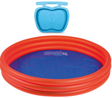 Oranje opblaasbaar zwembad 175 x 31 cm inclusief voetenbadje