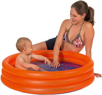 Oranje opblaasbaar zwembad baby badje 100 x 23 cm speelgoed - Rond zwembadje - Babybadje - Douchecabine badje - Pierenbadje - Buitenspeelgoed voor kinderen - Action products