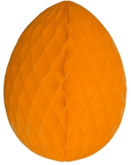 Oranje papieren paasei 10 cm - Feestdecoratievoorwerp