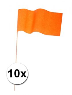 Oranje papieren zwaaivlaggetjes/handvlaggetjes - 10x - 12 x 23 cm - Holland/Koningsdag
