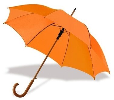 Oranje paraplu met houten handvat 103 cm