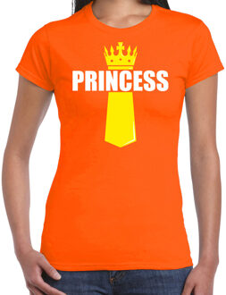 Oranje Princess shirt met kroontje - Koningsdag t-shirt voor dames XS - Feestshirts