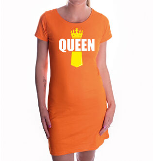 Oranje Queen jurkje met kroontje - Koningsdag dress voor dames S - Feestjurkjes