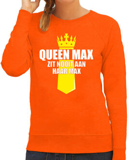 Oranje Queen Max zit nooit aan haar max sweater met kroontje - Koningsdag truien voor dames XS
