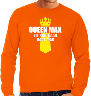 Oranje Queen Max zit nooit aan haar max sweater met kroontje - Koningsdag truien voor heren 2XL