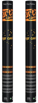 Oranje supporters Confetti kanon/shooter - 2x - oranje - 60 cm - voetbal/koningsdag