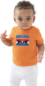 Oranje t-shirt Holland met een Nederlands wapen voor supporter baby / peuters 54/60 (0-3 maanden) - Feestshirts Multikleur