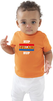 Oranje t-shirt hup Holland hup Holland / Nederland supporter voor baby / peuters 66/76 (6-12 maanden) - Feestshirts Multikleur